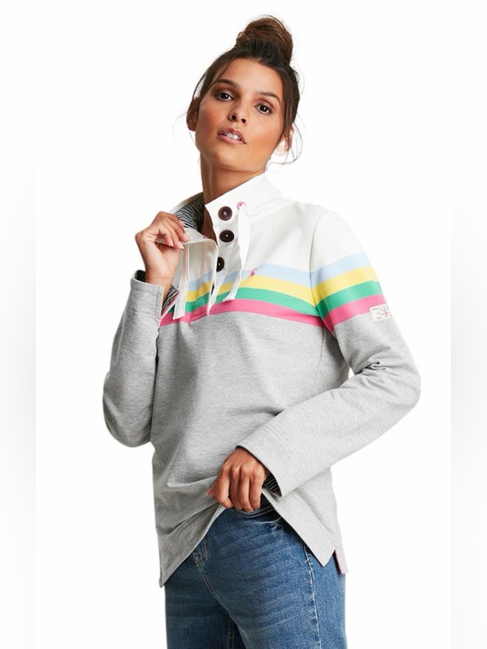 Joules Quarter-Button Pastel Stripe Pullover Jumper (8)